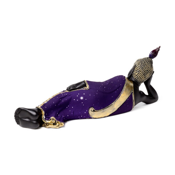 Decorative Thai Buddha Figurine - Purple & Black Reclining - Image 5