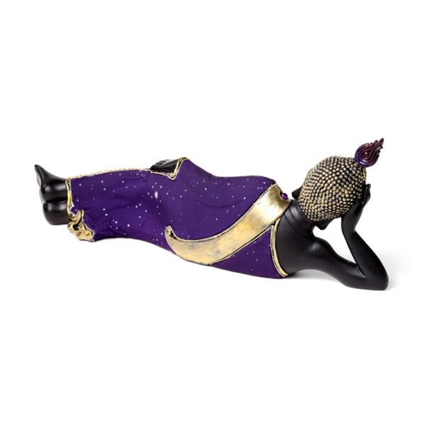Decorative Thai Buddha Figurine - Purple & Black Reclining - Image 6