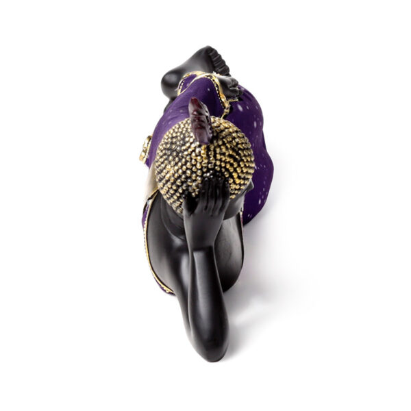 Decorative Thai Buddha Figurine - Purple & Black Reclining - Image 7