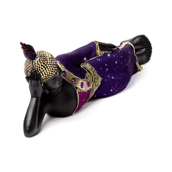Decorative Thai Buddha Figurine - Purple & Black Reclining - Image 8