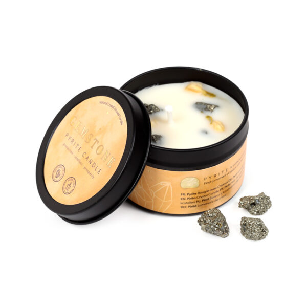 Wax Candle Tin - Crystal Gemstone & Dried Flowers - Image 6