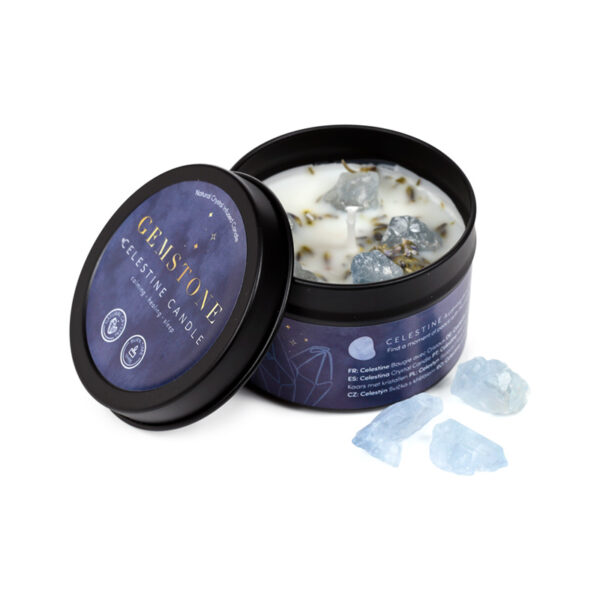 Wax Candle Tin - Crystal Gemstone & Dried Flowers - Image 7