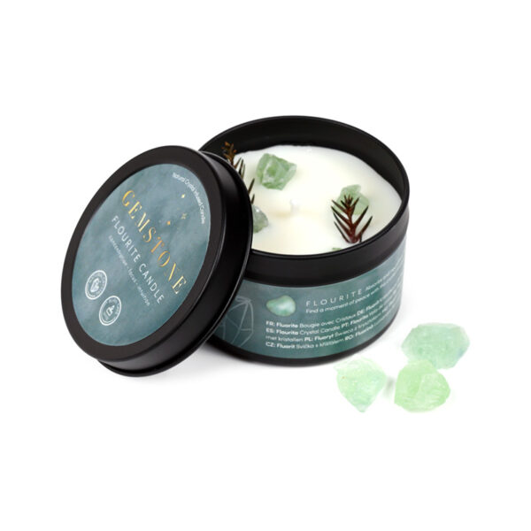 Wax Candle Tin - Crystal Gemstone & Dried Flowers - Image 8