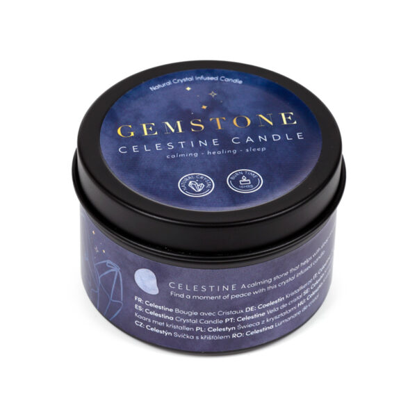 Wax Candle Tin - Crystal Gemstone & Dried Flowers - Image 10