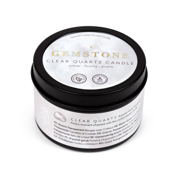 Wax Candle Tin - Crystal Gemstone & Dried Flowers - Image 14