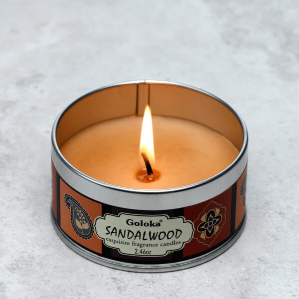 Goloka Wax Candle Tin - Sandalwood - Image 2
