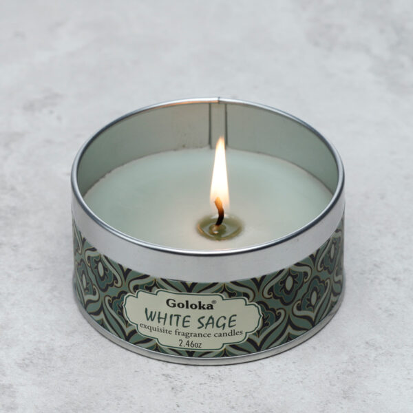 Goloka Wax Candle Tin - White Sage - Image 2