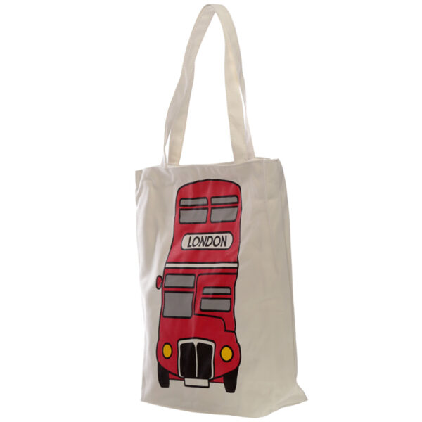 Handy Cotton Zip Up Shopping Bag - London Bus - Image 2