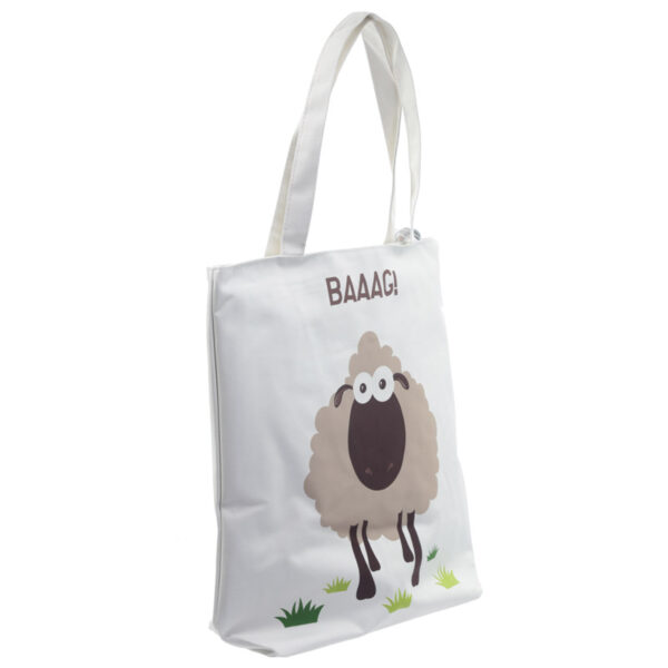 Handy Cotton Zip Up Shopping Bag - Sheep Design - Image 2