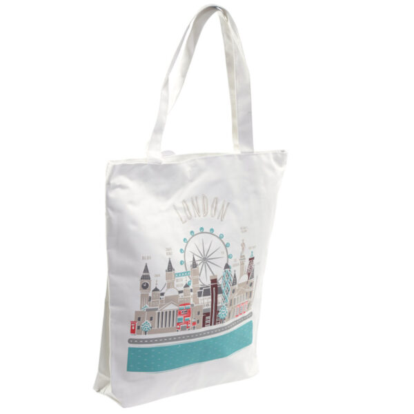 Handy Cotton Zip Up Shopping Bag - London Icons - Image 2