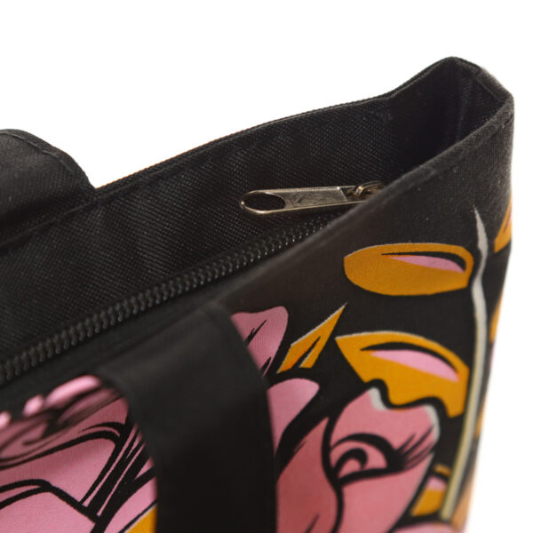 Handy Cotton Zip Up Shopping Bag - Skulls & Roses - Image 5