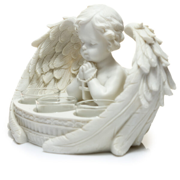 Tea Light Candle Holder - Triple Candle Cherub - Image 2