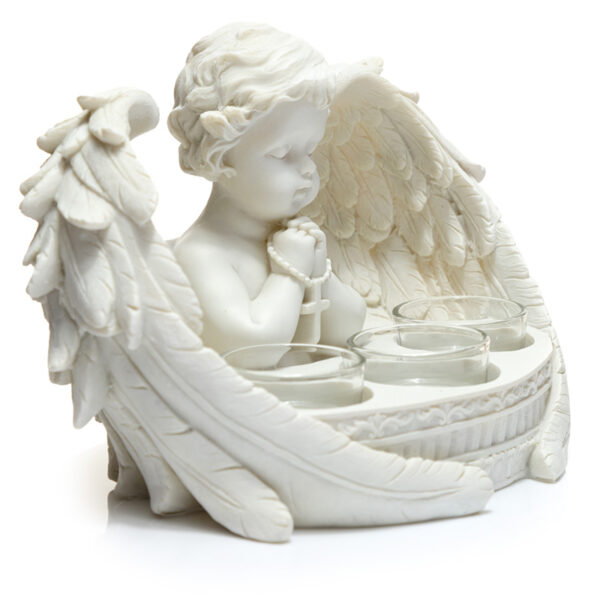 Tea Light Candle Holder - Triple Candle Cherub - Image 4