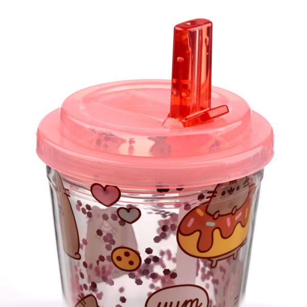 Shatterproof Double Walled Cup with Lid and Straw - Pusheen Foodie - Image 4
