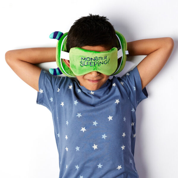 Relaxeazzz Travel Pillow & Eye Mask - Green Monstarz Monster - Image 2