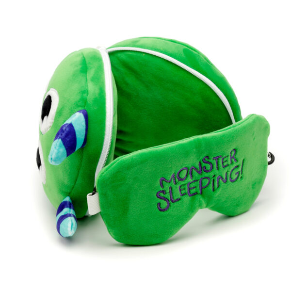 Relaxeazzz Travel Pillow & Eye Mask - Green Monstarz Monster - Image 3
