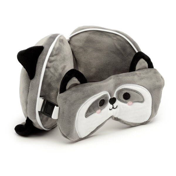 Relaxeazzz Travel Pillow & Eye Mask - Raccoon - Image 3