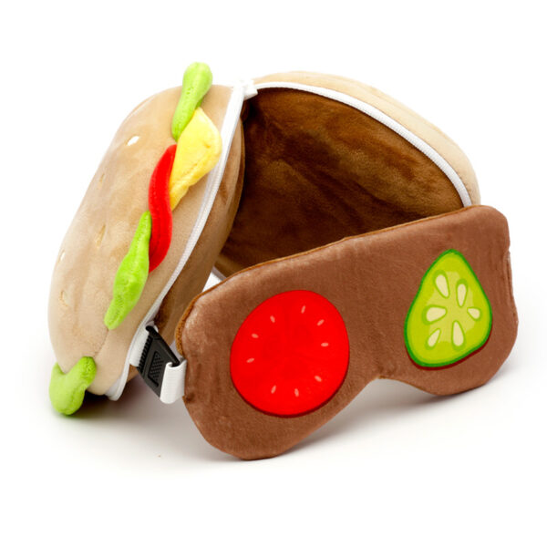 Relaxeazzz Travel Pillow & Eye Mask - Fast Food Burger - Image 3