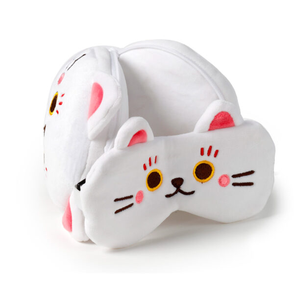 Relaxeazzz Travel Pillow & Eye Mask - Maneki Neko Lucky Cat - Image 3