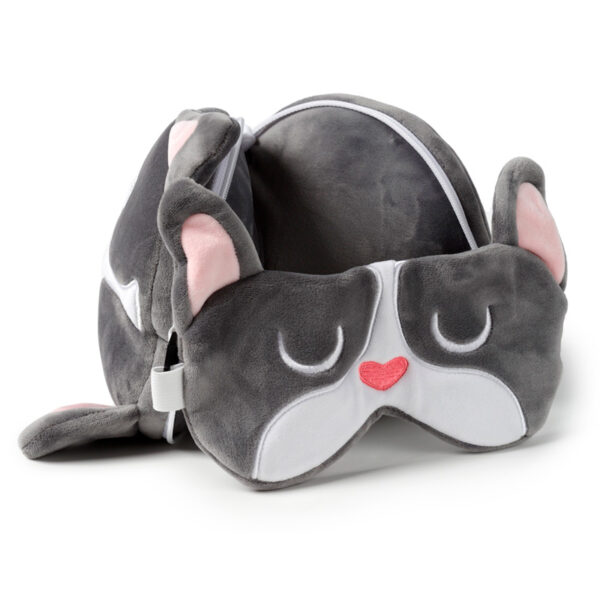 Relaxeazzz Travel Pillow & Eye Mask - French Bulldog - Image 3