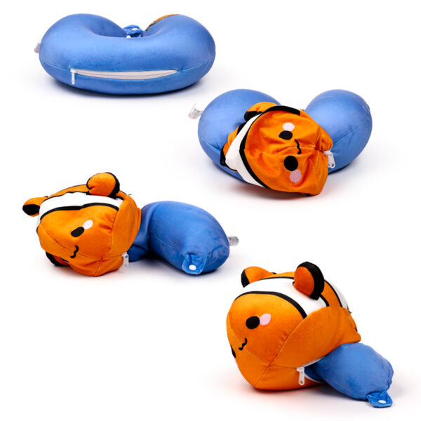 2-in-1 Swapseazzz Travel Pillow and Plush Toy - Finley the Clownfish Adoramals Ocean - Image 2