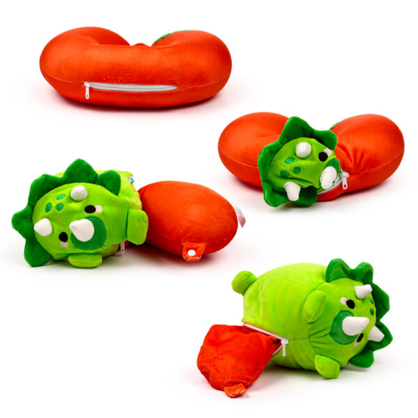 2-in-1 Swapseazzz Travel Pillow and Plush Toy - Huck the Dinosaur Adorasaurs - Image 2