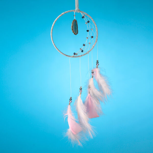 Dreamcatcher with Agate Charm - White Sickle Crescent Moon - Image 4