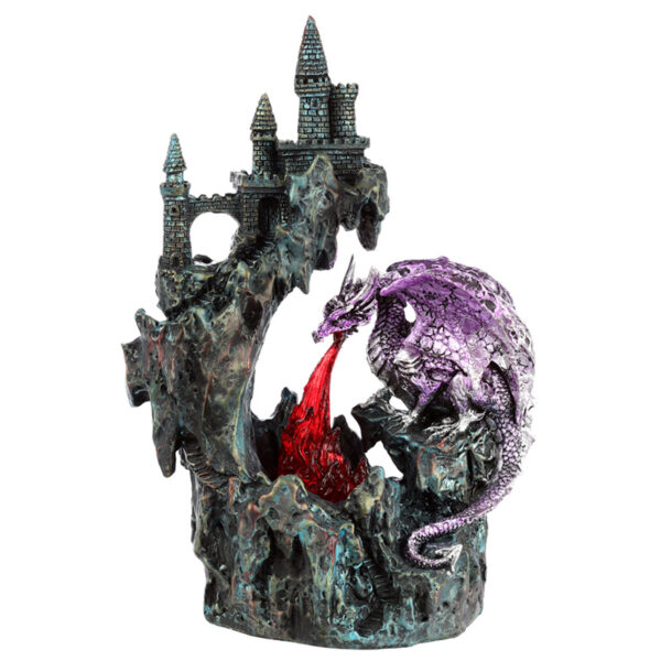 Fire Breather Cliff Top Castle LED Dark Legends Dragon Figurine - Image 2
