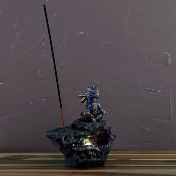 Elements Yoga Dragon LED Crystal Cave Ashcatcher Incense Stick Burner - Image 2