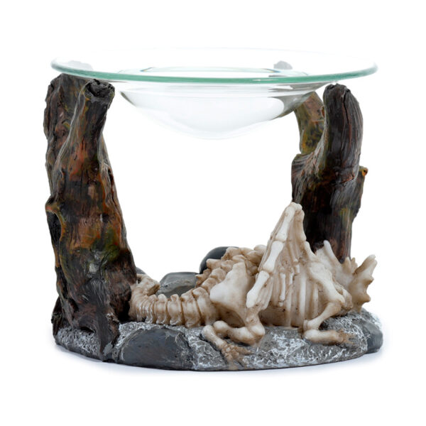Shadows of Darkness Sleeping Bones Dragon Skeleton Oil & Wax Burner with Glass Dish - Image 2