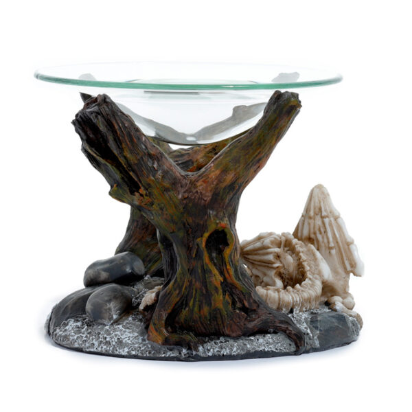 Shadows of Darkness Sleeping Bones Dragon Skeleton Oil & Wax Burner with Glass Dish - Image 3