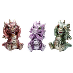 Elements Dragon Figurine Set of 3 - Hear No Speak No See No Evil