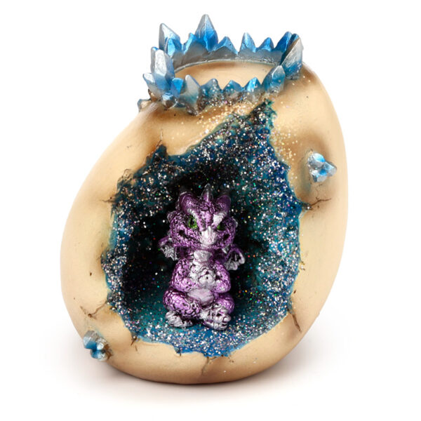 Tea Light Candle Holder - Elements Baby Dragon Crystal Egg Cave - Image 2