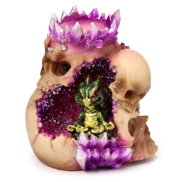Tea Light Candle Holder - Elements Baby Dragon Crystal Skull Cave - Image 2
