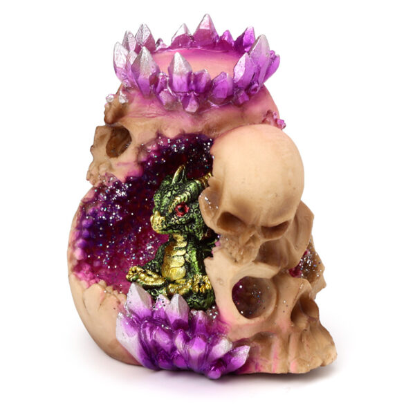 Tea Light Candle Holder - Elements Baby Dragon Crystal Skull Cave - Image 3