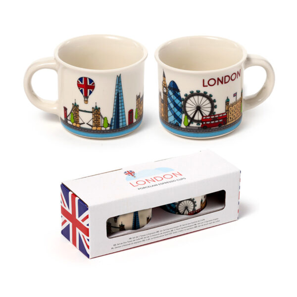 Set of 2 Porcelain Espresso Cups - London Icons London Skyline