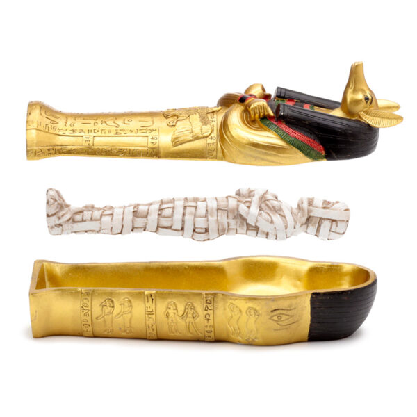 Decorative Gold Egyptian Anubis Sarcophagus Trinket Box - Image 2