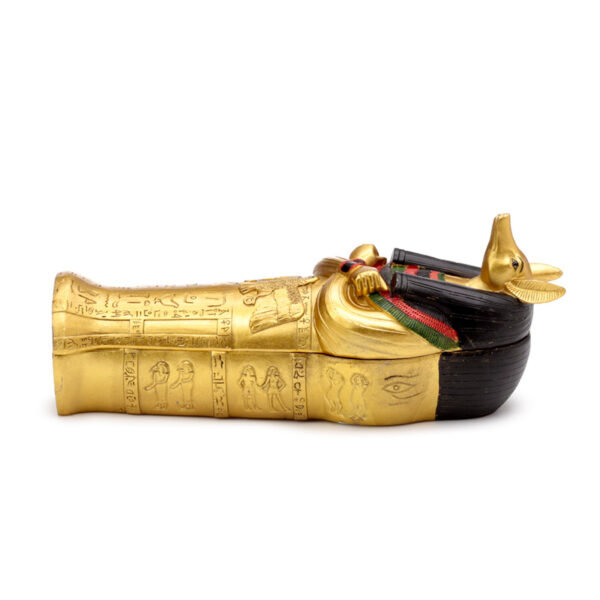 Decorative Gold Egyptian Anubis Sarcophagus Trinket Box - Image 5