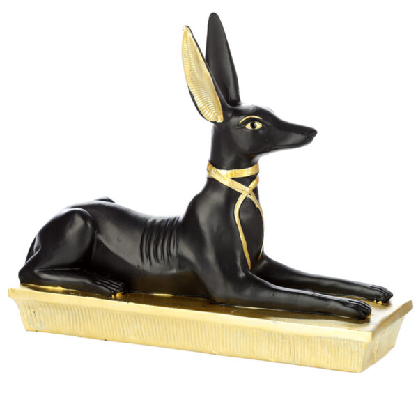Decorative Gold and Black Egyptian Anubis Jackal Figurine - Image 2