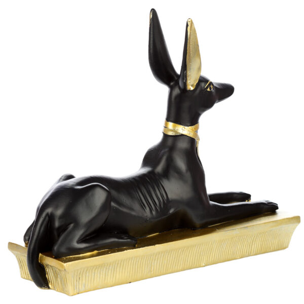 Decorative Gold and Black Egyptian Anubis Jackal Figurine - Image 3