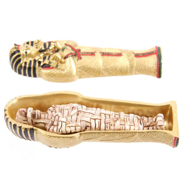 Gold Egyptian Tutankhamen Sarcophagus Trinket Box with Mummy - Image 2