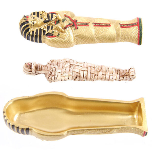 Gold Egyptian Tutankhamen Sarcophagus Trinket Box with Mummy - Image 3