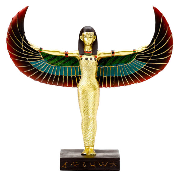 Decorative Gold Egyptian Winged Standing Isis Figurine - Image 2