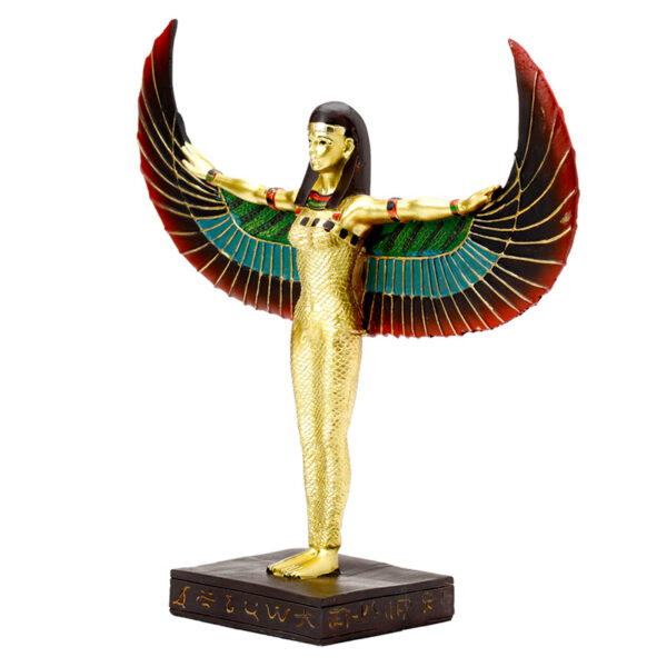 Decorative Gold Egyptian Winged Standing Isis Figurine - Image 3