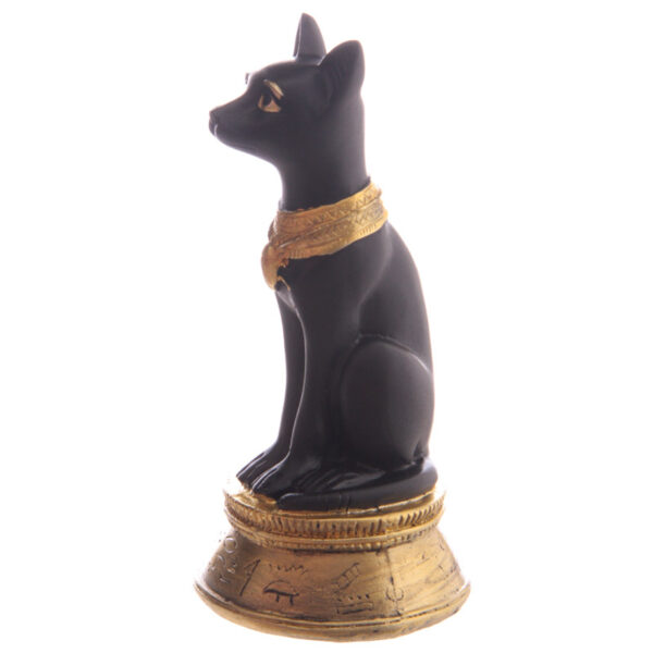 Decorative Small Black and Gold Bast Egyptian Figurine - Image 2