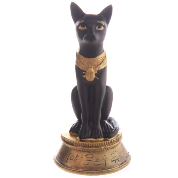 Decorative Small Black and Gold Bast Egyptian Figurine - Image 3