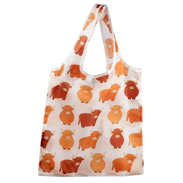 Handy Foldable Shopping Bag - Highland Coo Cow - Image 3