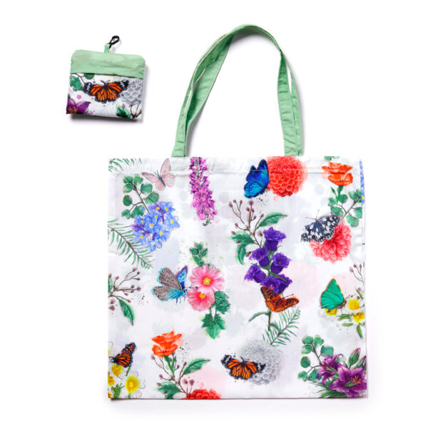 Handy Foldable RPET Shopping Bag - Butterfly Meadows - Image 2