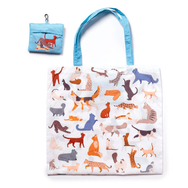 Handy Foldable RPET Shopping Bag - Feline Fine Cats - Image 2