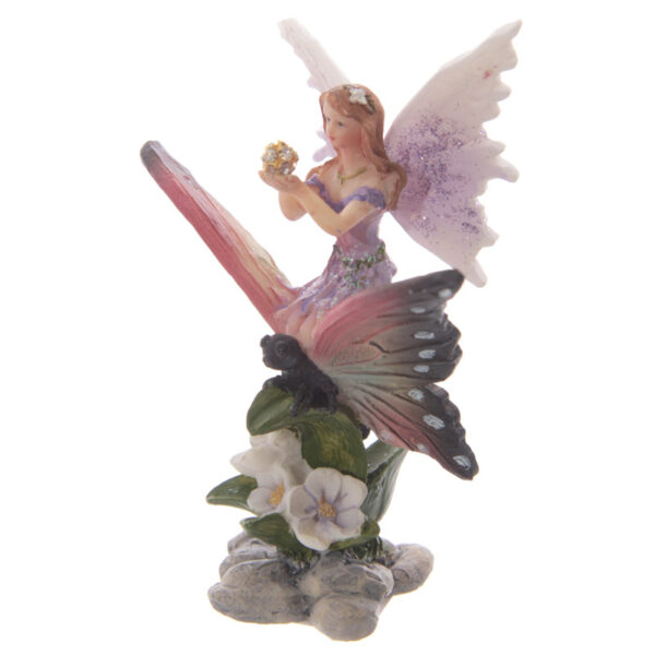Cute Flower Fairy Riding Butterfly Figurine - Image 2